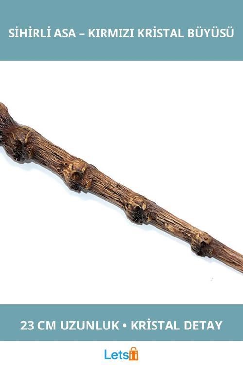Polyester Sihirli Asa Kırmızı Kristal Detaylı 23 cm