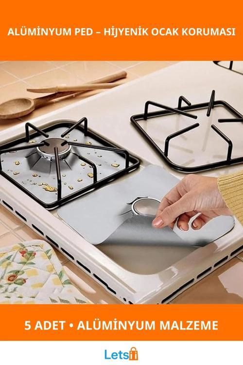 Alüminyum Ocak Koruyucu Ped Seti 5 Adet Pratik Mutfak Aksesuarı