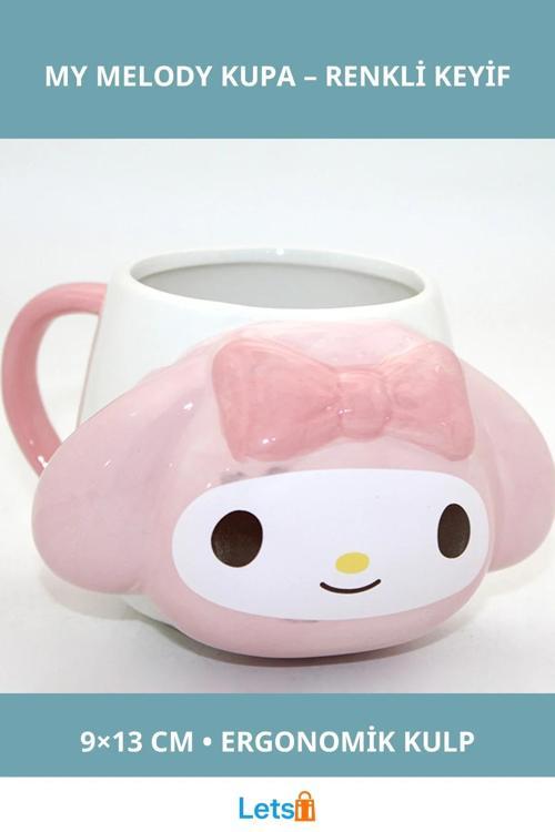 Porselen My Melody Tasarımlı Sevimli Kupa Bardak 9x13cm