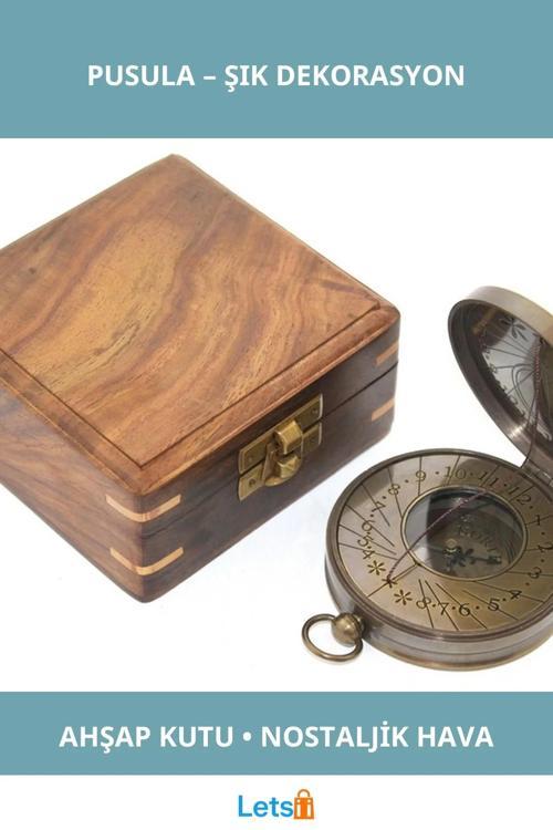 Ahşap Kutulu Nostaljik Pusula Model 8 Dekoratif ve Fonksiyonel