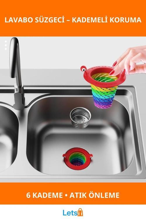 Renkli 6 Kademeli Dayanıklı Lavabo Süzgeci