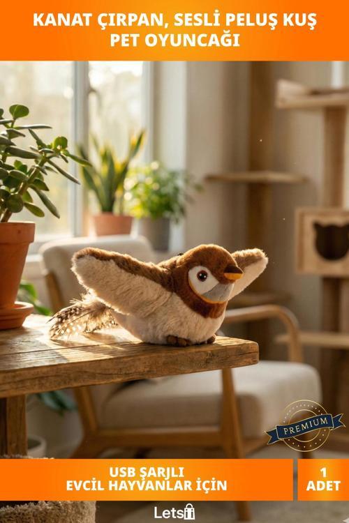 Şarjlı Peluş Uçan Kuş Oyuncak Kediler İçin Eğlenceli Av Aracı