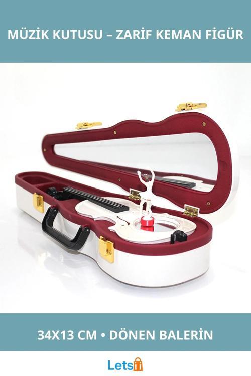 Keman Şeklinde Müzik Kutusu Balerin Figürlü Mekanik