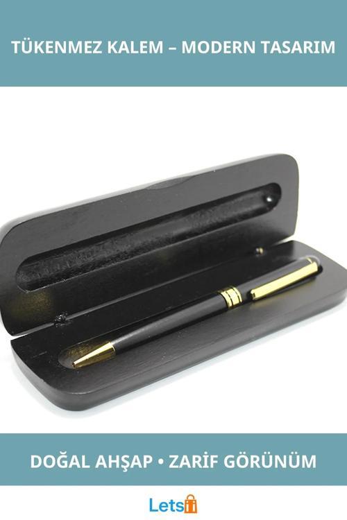Şık Ahşap Kutulu Tükenmez Kalem Doğal ve Ekolojik