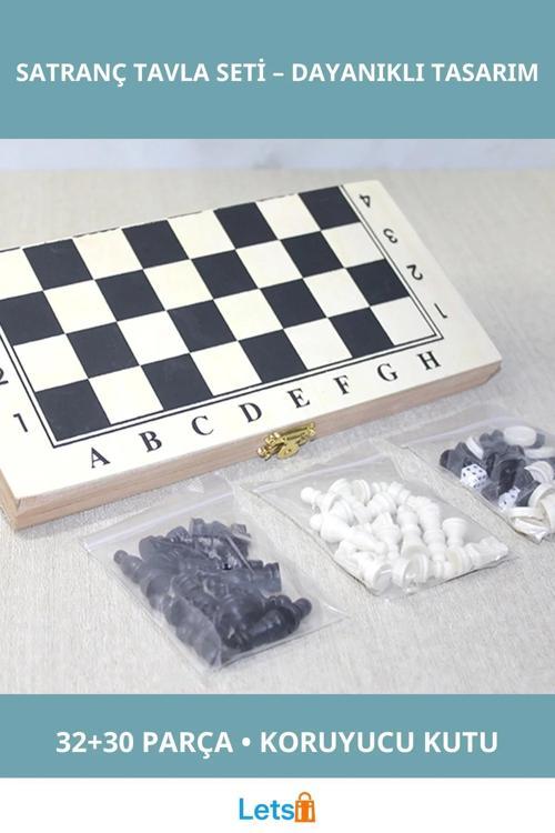 Şık Ahşap Kutulu Satranç ve Tavla Oyun Seti