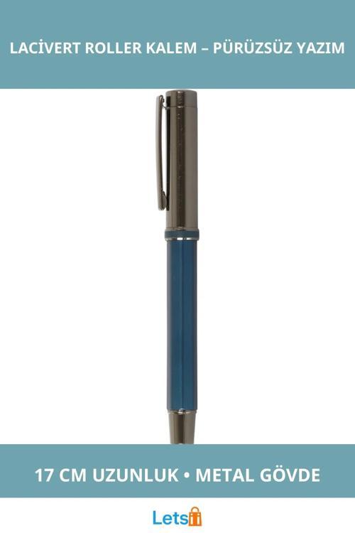 Lacivert Metal Roller Kalem 17cm Şık ve Fonksiyonel Yazım Aracı