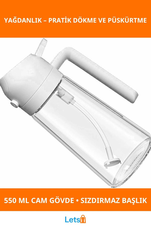 Çift Fonksiyonlu Sızdırmaz Cam Yağdanlık 550 ml