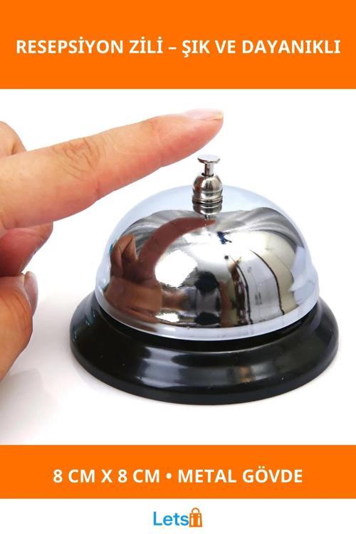 Gümüş Renk Metal Dayanıklı Resepsiyon Zili 8x8 cm