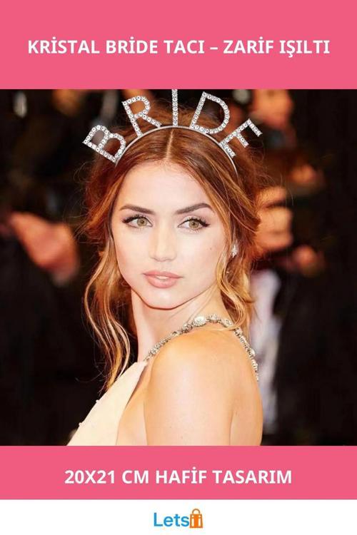Kristal Taşlı Gümüş Bride Tacı Bekarlığa Veda Aksesuarı