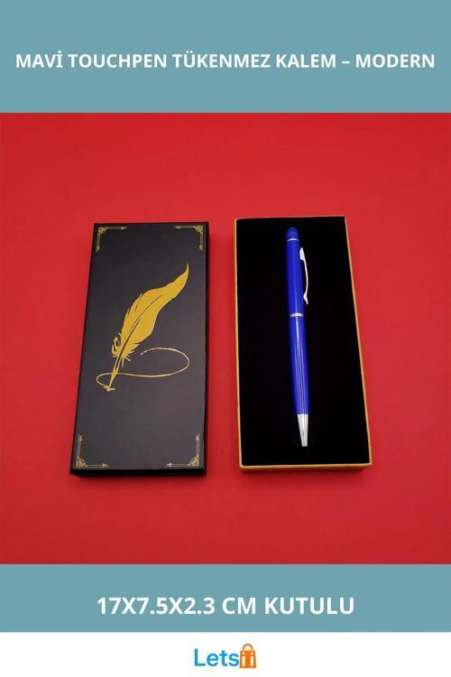 Şık Mavi Metal Touchpen Tükenmez Kalem Dijital ve Klasik Kullanım İçin İdeal