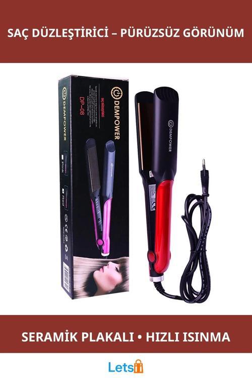 Seramik Plakalı Hızlı Isınan Profesyonel Saç Düzleştirici DP 08 Pembe Kırmızı