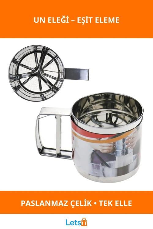 Paslanmaz Çelik Ergonomik Tek Elle Kullanım Un Eleği