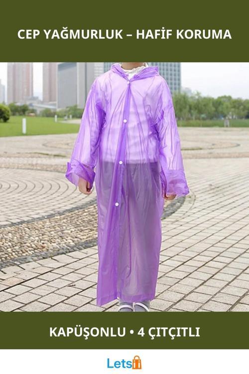 Kapüşonlu Naylon Cep Yağmurluk Su Geçirmez, Dayanıklı, Unisex