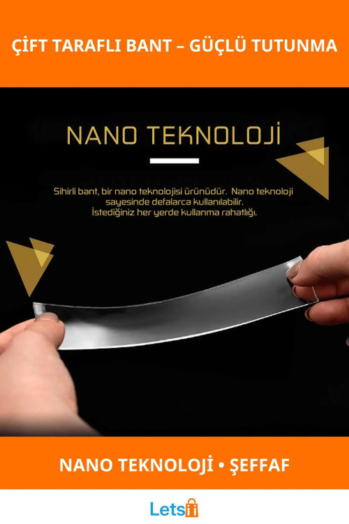 Süper Güçlü Şeffaf Çift Taraflı Bant 1 Adet Nano Teknoloji