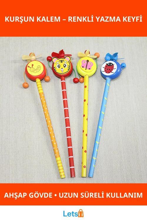 Rengarenk Ahşap Figürlü Eğlenceli Kurşun Kalem