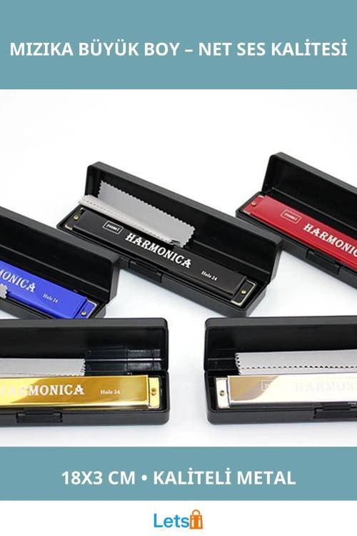 Büyük Boy Metal Mızıka 18x3 cm Ses Aleti