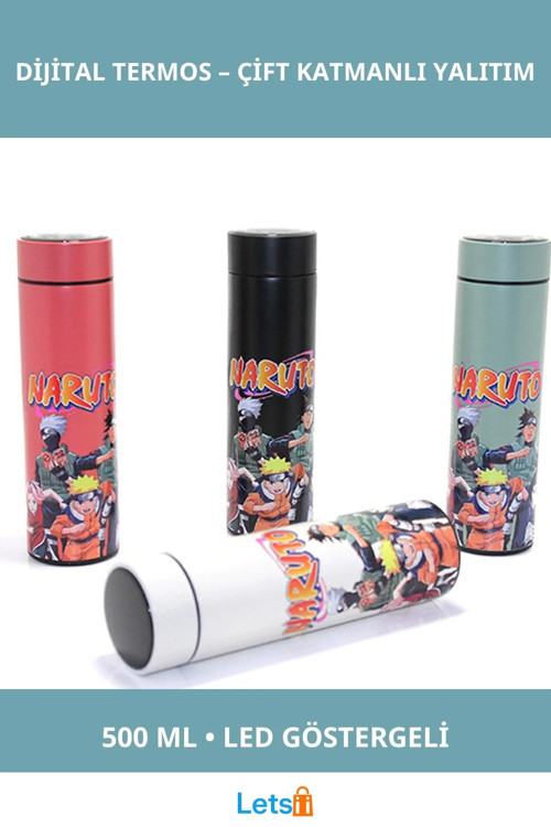 Anime Baskılı Dokunmatik LED Sıcaklık Göstergeli Paslanmaz Çelik Termos 500 ml