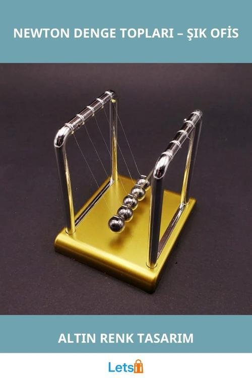 Şık Altın Renk Mini Boy Newton Balans Ofis Dekoru