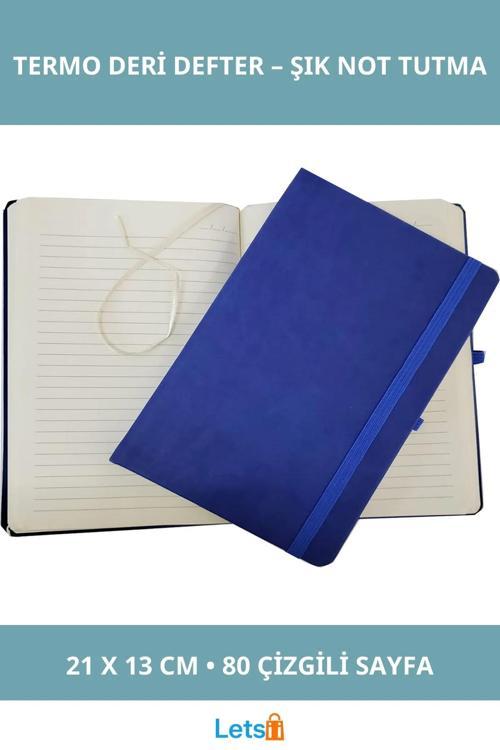 Mavi Renk Termo Deri Defter 21x13 cm 80 Sayfa Kişisel Kullanım