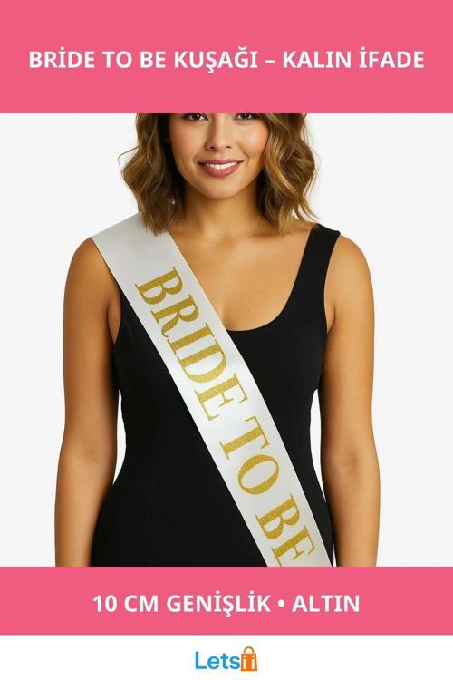 Beyaz Saten Üzerine Kalın Altın Bride To Be Kuşağı