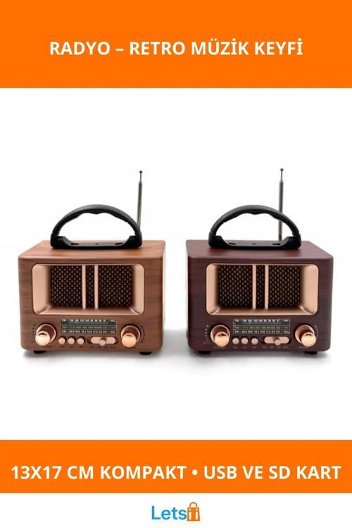 Ahşap Kare Küçük Nostaljik Radyo Retro Tasarım Müzik Aleti