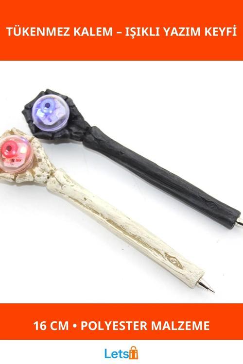 Polyester El Tasarımı Işıklı Tükenmez Kalem 16 cm