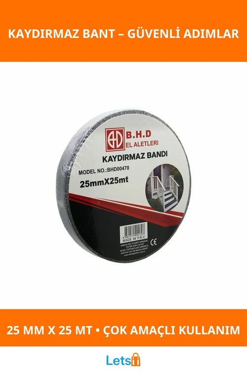 Kaydırmaz Siyah Bant 25 mm X 25 mt Güvenlik Bantı