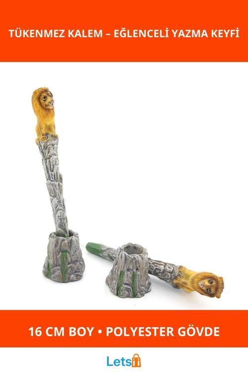 Eğlenceli Polyester Aslan Figürlü Tükenmez Kalem 16 cm