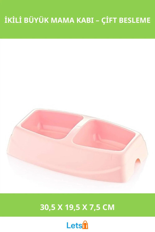İkili Büyük Mama Kabı 30.5 cm Plastik Mor Mavi Yeşil Pembe