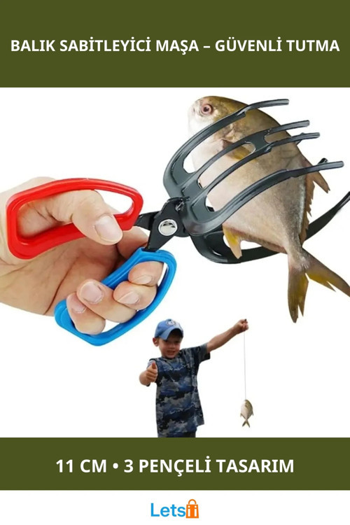 3 Pençeli Ergonomik Balık Sabitleyici Maşa 11 cm