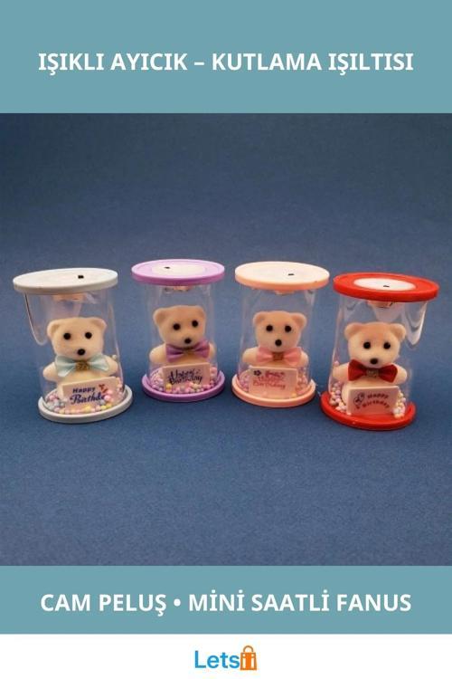 Happy Birthday Işıklı Ayıcık Peluş Hediye 8.5x5 cm