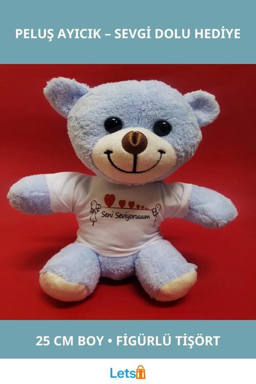 Yumuşak Peluş Seni Seviyorum Tişörtlü Ayıcık 25 cm