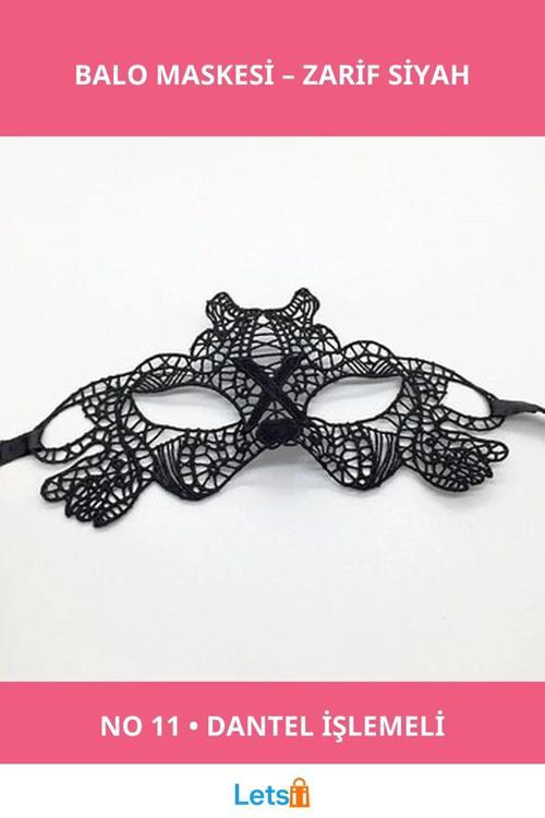 Şık Siyah Dantel İşlemeli Balo Maskesi 11 No