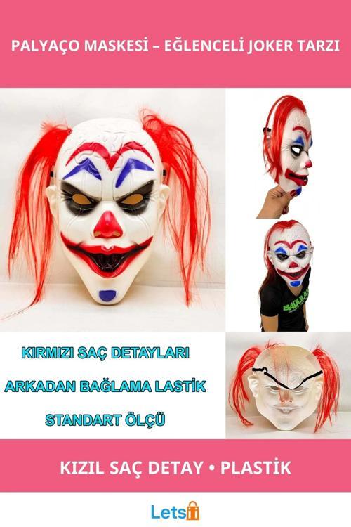 Kızıl Saçlı Joker Palyaço Maskesi Eğlenceli Korkutucu Tasarım