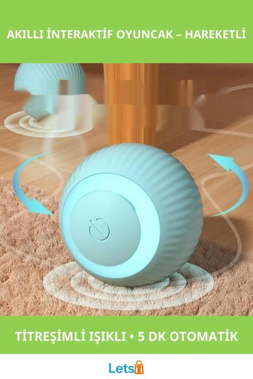 Akıllı İnteraktif Kedi Oyuncak Topu Işıklı Titreşimli Hareket Sensörlü