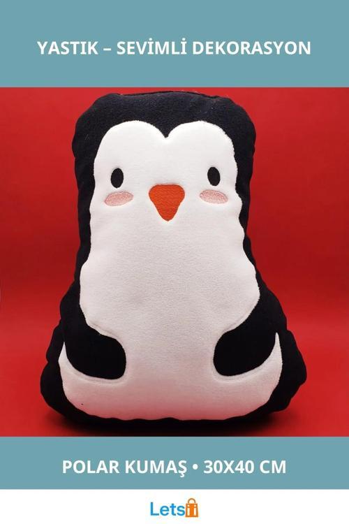 Sevimli Penguen Yastık 35 cm Yumuşak Silikon Dolgu