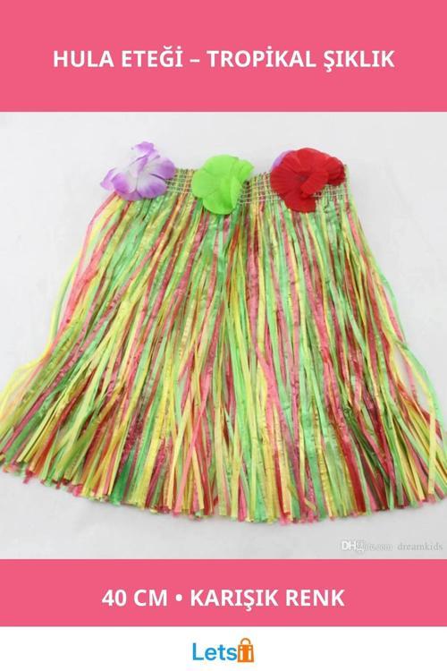 Hawaii Hula Eteği Karışık Renk 40 cm Lastikli