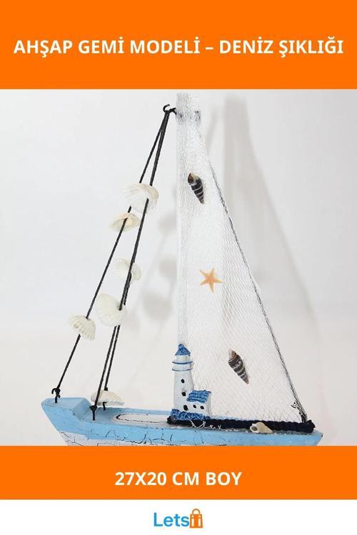 Marin Ahşap Gemi 27x20 cm Şık Dekoratif Aksesuar