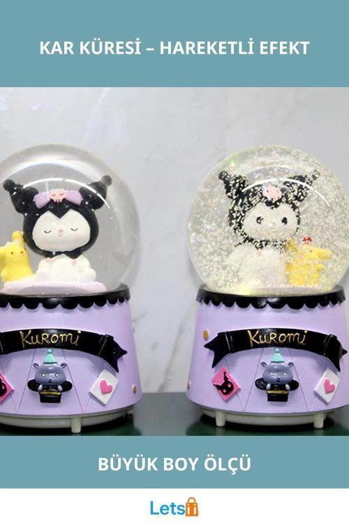 Kuromi İçi Dönmeli Püskürtmeli Işıklı Müziği Kar Küresi Büyük Boy