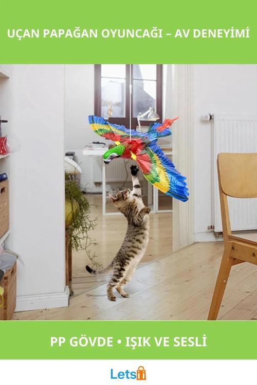 Uçan Papağan Kediler İçin İlgiyi Çekici Ses ve Işık Özellikli Oyun Oyuncağı