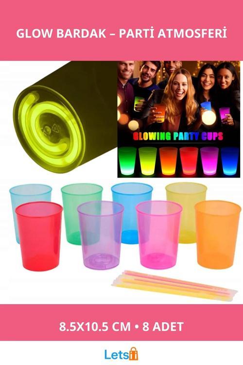Karanlıkta Yanan Şık Parlayan Mega Glow Bardaklar 8 Adet