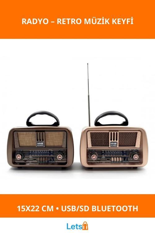 Klasik Taşınabilir Nostaljik Radyo USB SD Kart Bluetooth Güneş Enerjili