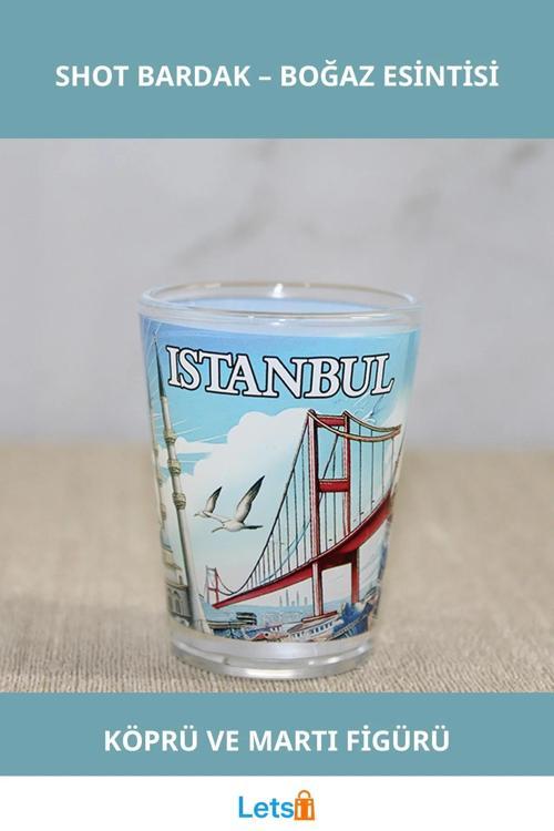 İstanbul Temalı Şık Cam Shot Bardak Boğaziçi Görselli