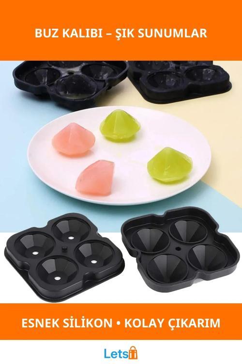 Esnek Silikon Elmas Şekilli Buz Yapma Kalıbı 1 Adet