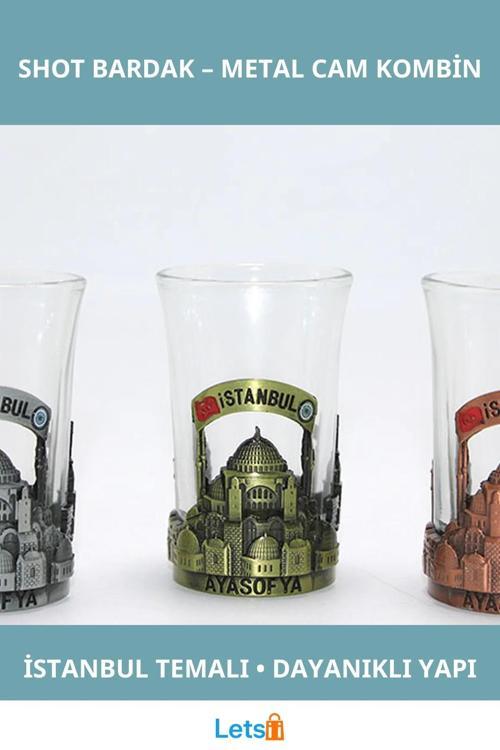 Şık İstanbul Temalı Tekli Metal Cam Shot Bardak