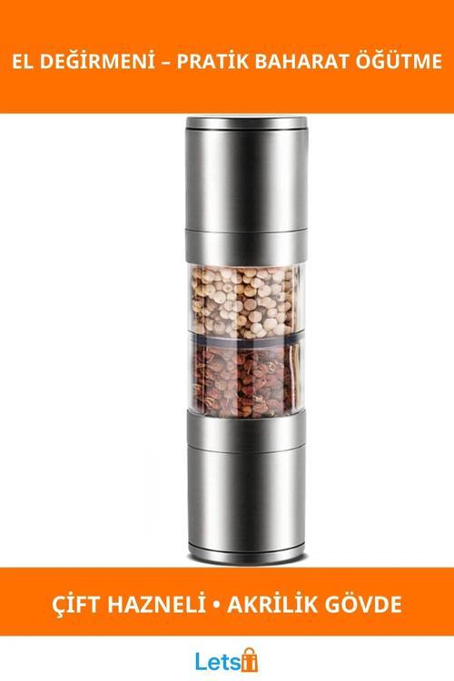 2'si 1 Arada Şeffaf Akrilik El Değirmeni