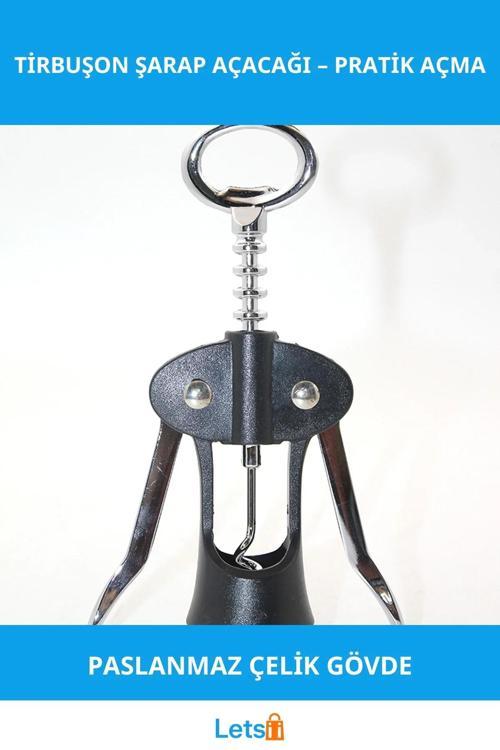 Paslanmaz Çelik Ergonomik Şarap Açacağı Pratik Kullanım