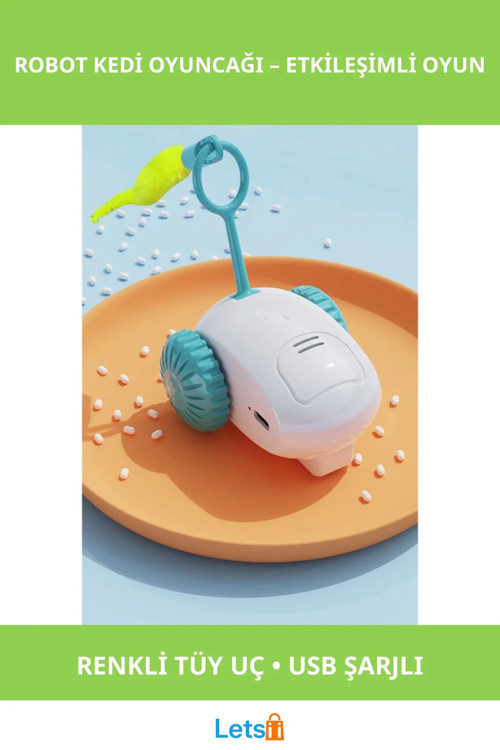Şarjlı Renkli Tüyli Robot Kedi Oyuncağı
