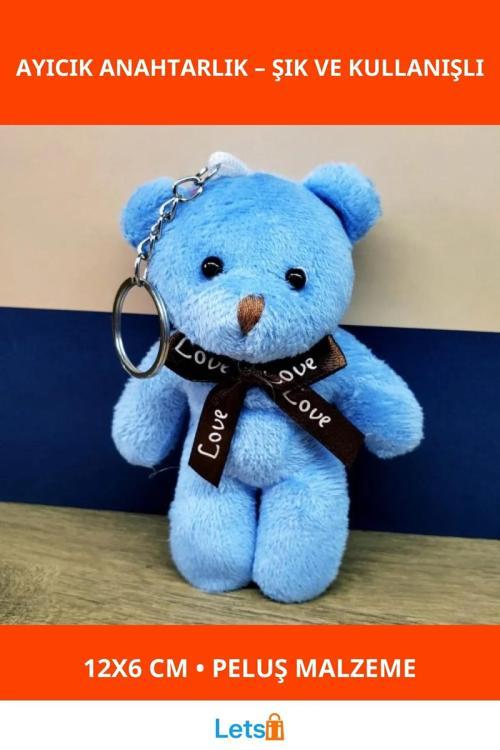 Mavi Peluş Ayıcık Anahtarlık 12x6 cm