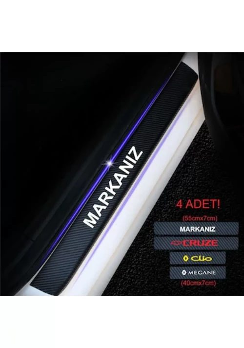 Chevrolet Aveo İçin Özel Uyumlu Oto Kapı Eşikleri Sticker Karbon 4 Adet